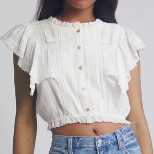 LoveShackFancy Ivory Ruffled Blouse